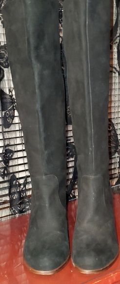 GIANNI BINI KNEE HIGH BOOTS, WITH BACK FRINGE, SUEDE, BLACK, BEAUTIFUL,SIZE 11 - Picture 2 of 14